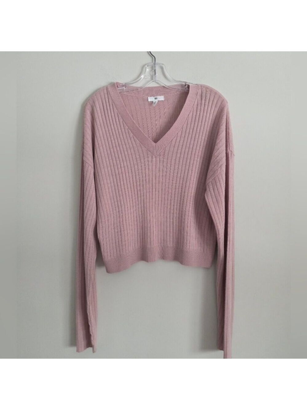 BP. | V-neck Ribbed Sweater Mauve Pink Sz 2X